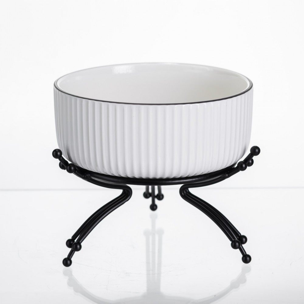 Салатник фарфоровый на металлической подставке Ø16 (см) тарелка для салата салатница Черный LB-1568B