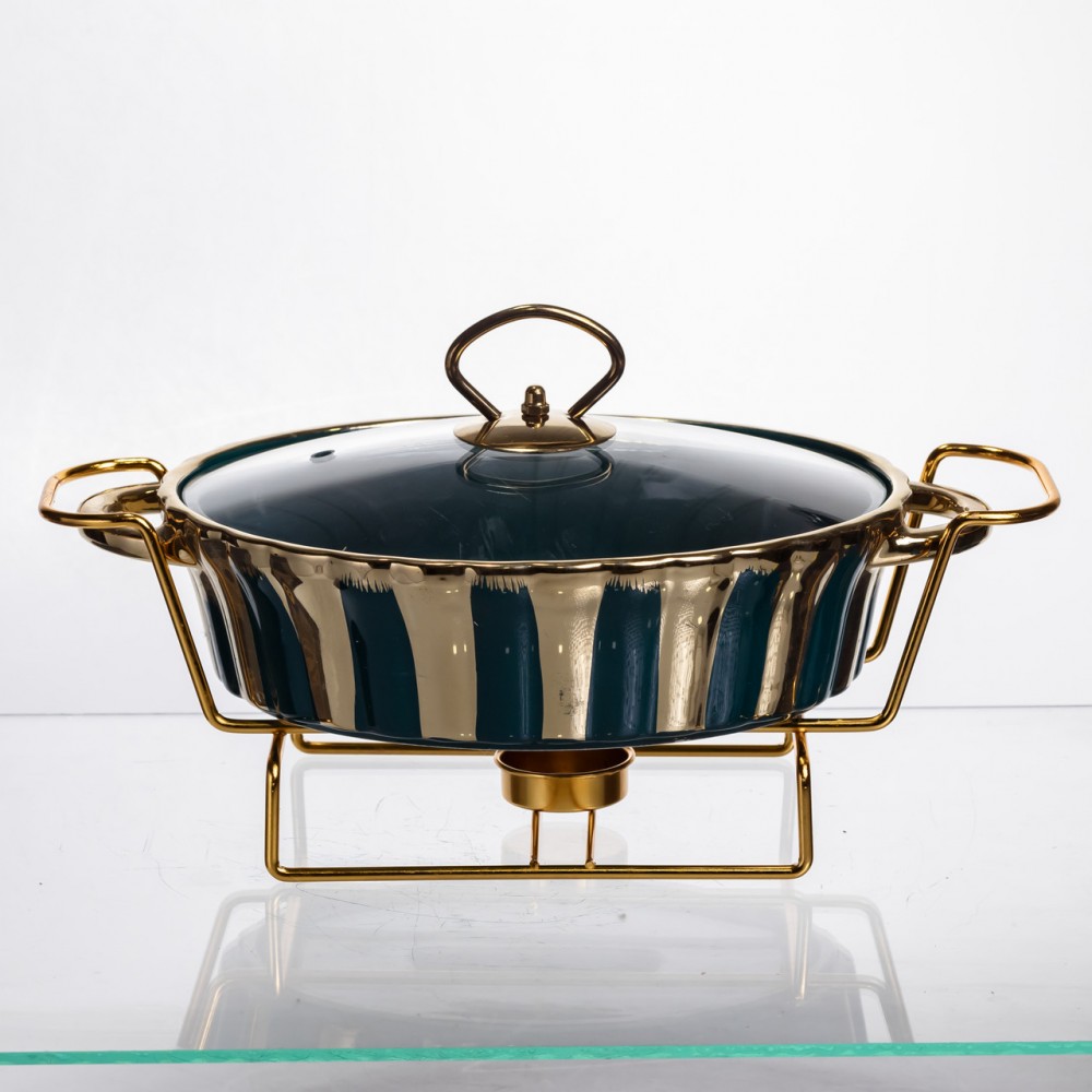 Марміт порцеляновий настільний круглий 1 літр мармітниця з підігрівом JY-5