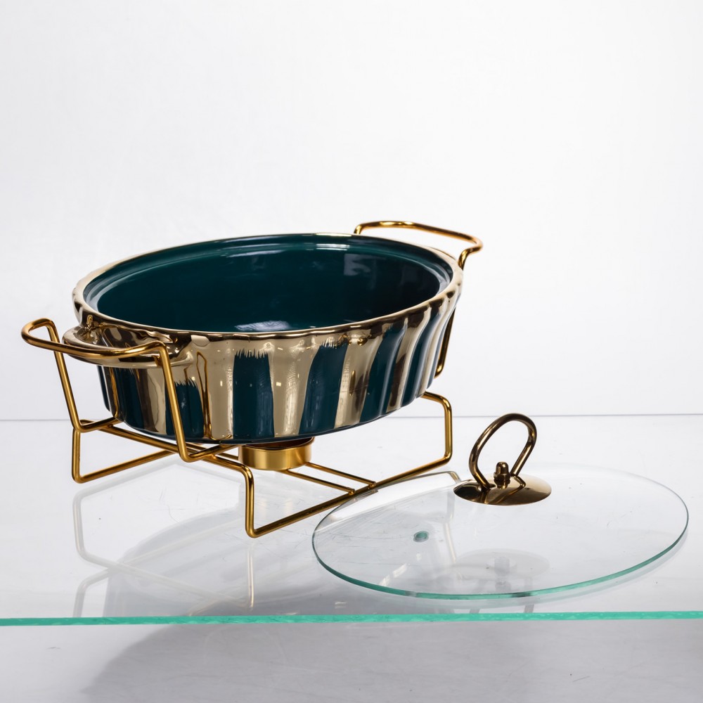 Марміт порцеляновий настільний круглий 1 літр мармітниця з підігрівом JY-5