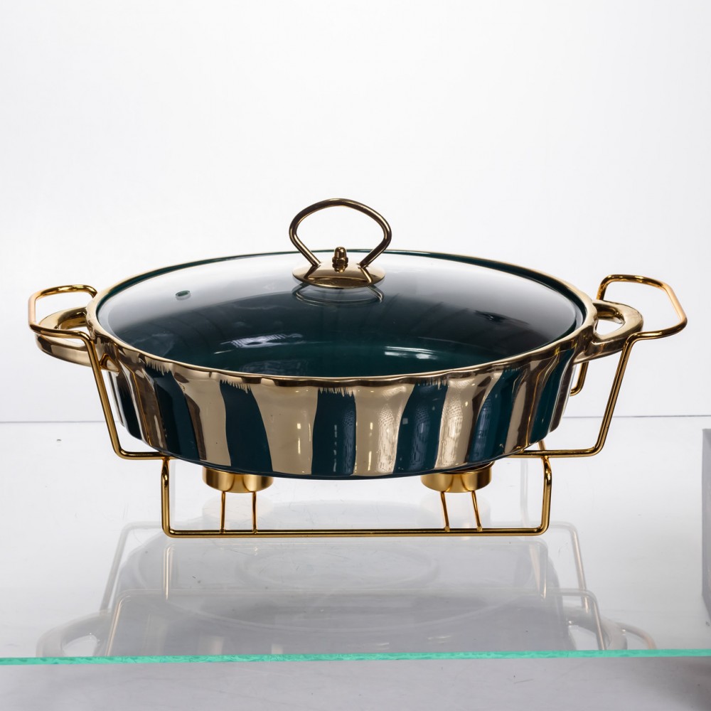 Марміт порцеляновий настільний овальний 1,5 літра мармітниця з підігрівом JY-6