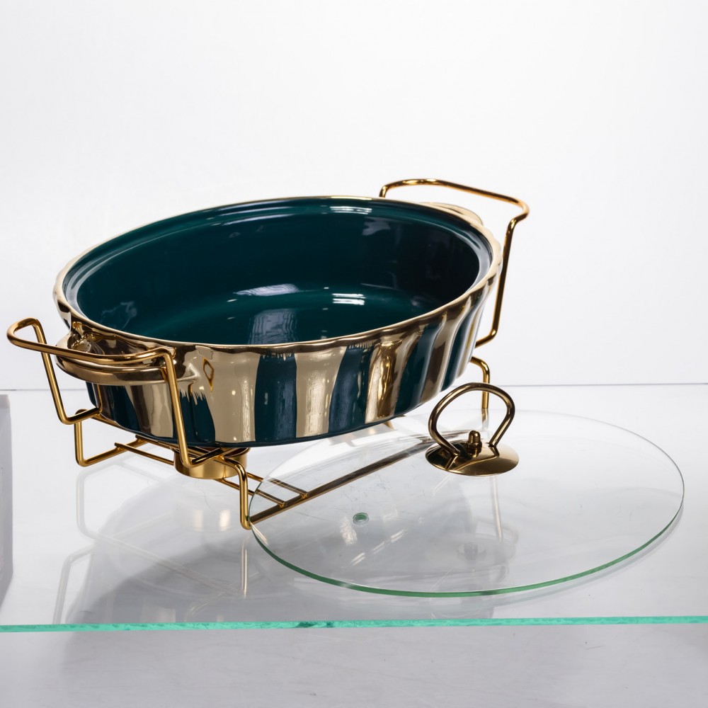 Марміт порцеляновий настільний овальний 1,5 літра мармітниця з підігрівом JY-6