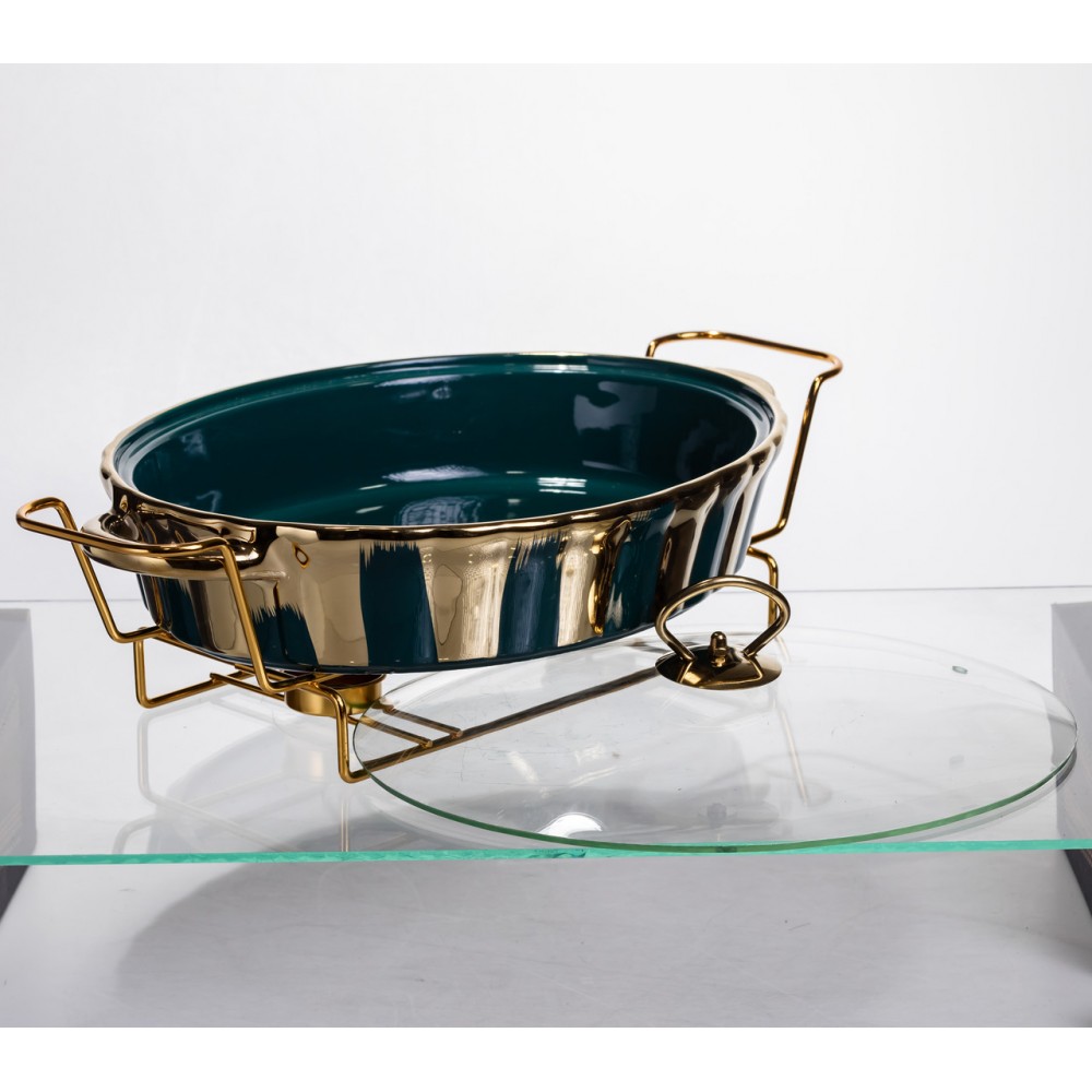 Марміт порцеляновий настільний овальний 2 літри мармітниця з підігрівом JY-7