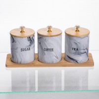 Набор фарфоровых банок на подставке 3 шт по 350 (мл) Серый SCT-662