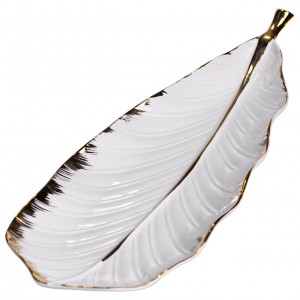 Порцелянове блюдо для сервірування столу 45×16.5×3 (см) блюдо для подавання закусок Білий із золотом CJY-175