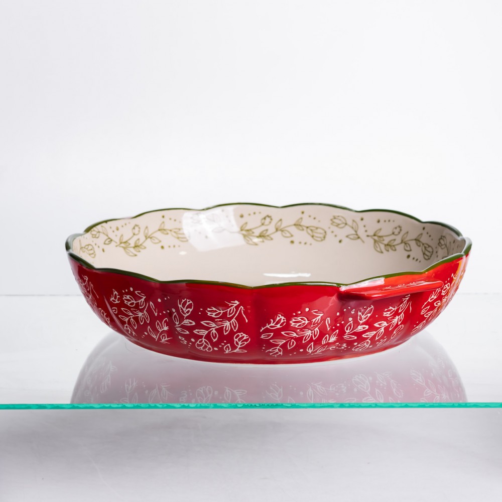 Форма для запекания Vintage Ø30 (см) круглая форма для выпекания в духовке с ручками Красная HM04-08