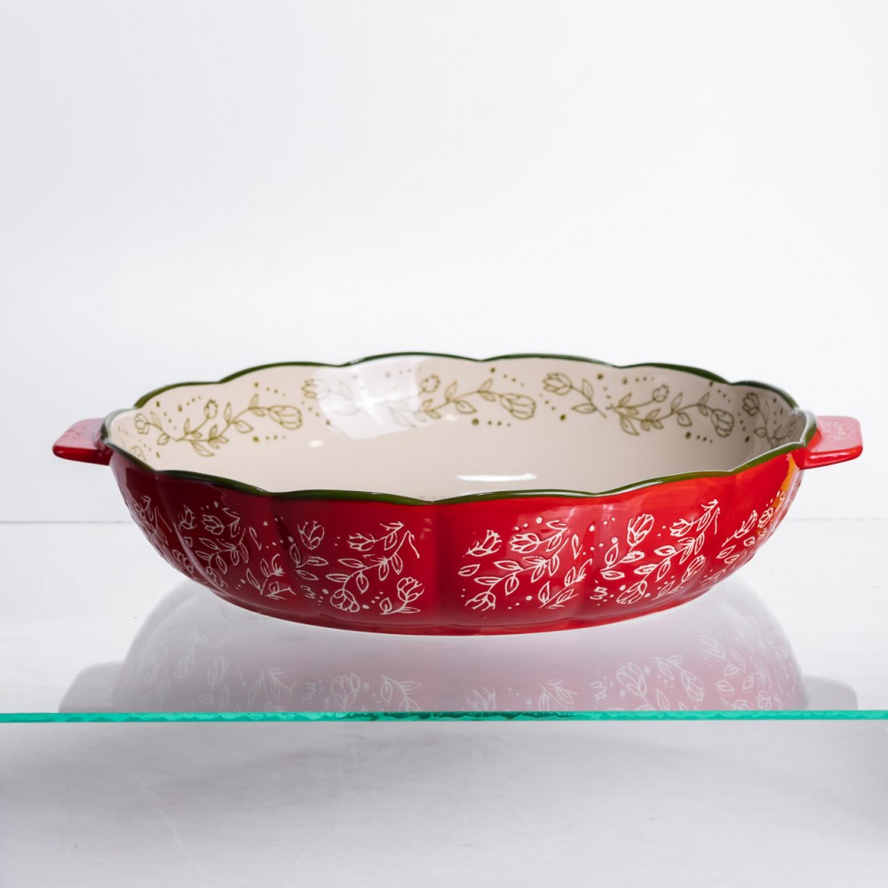 Форма для запекания Vintage Ø30 (см) круглая форма для выпекания в духовке с ручками Красная HM04-08