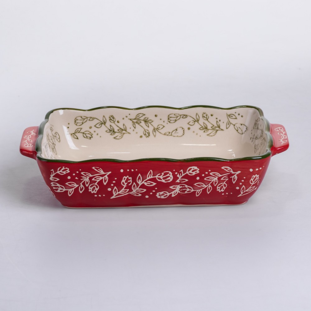 Форма для запекания Vintage 23×14×5 (см) прямоугольная форма для выпекания в духовке с ручками Красная HM05-09
