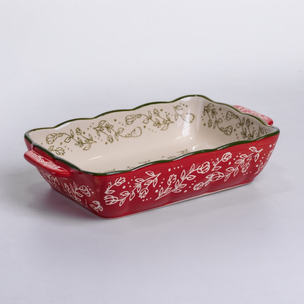 Форма для запекания Vintage 23×14×5 (см) прямоугольная форма для выпекания в духовке с ручками Красная HM05-09