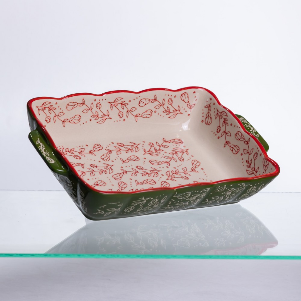 Форма для випікання Vintage 28×17×5 (см) прямокутна форма для випікання в духовці з ручками Зеленая HM05-10