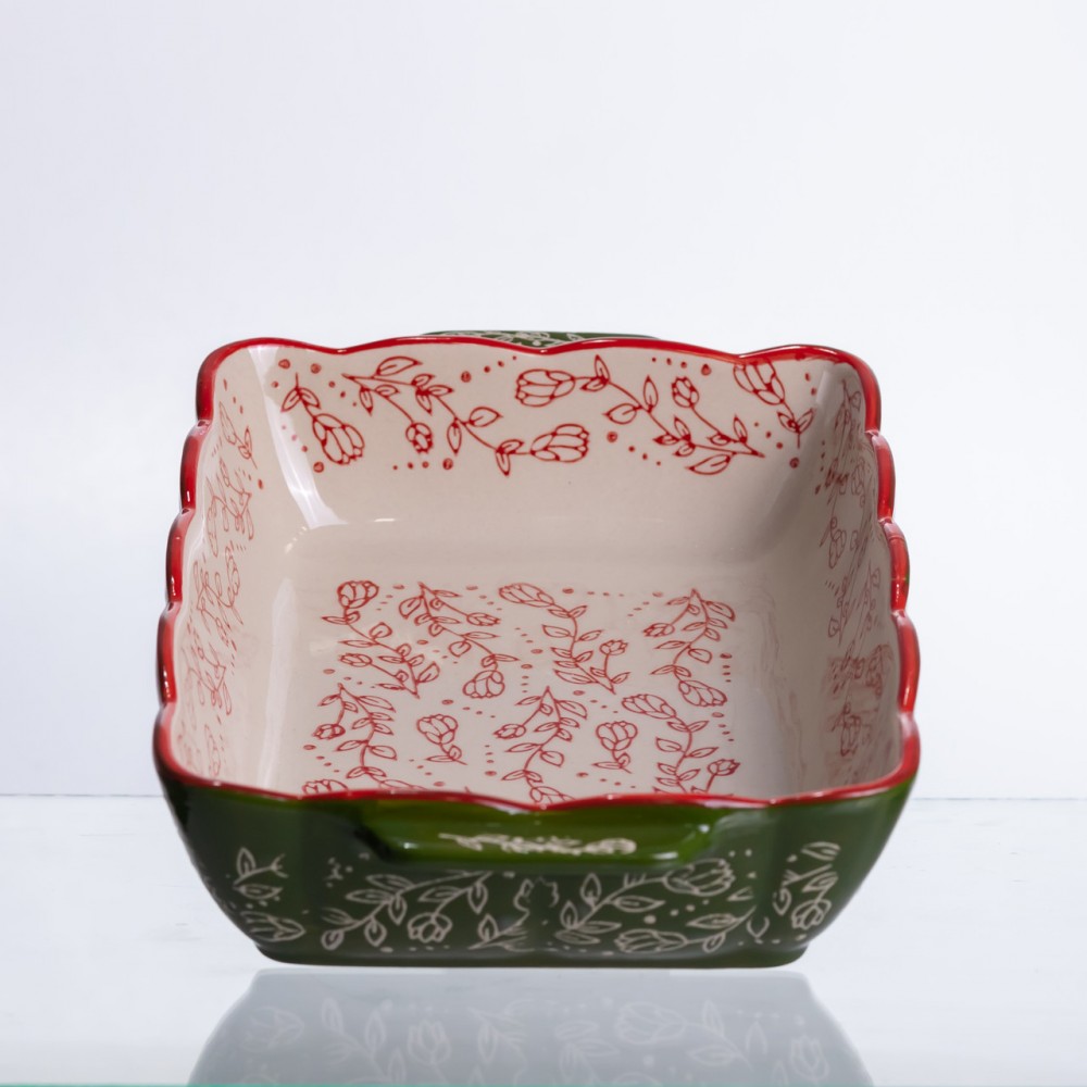 Форма для випікання Vintage 28×17×5 (см) прямокутна форма для випікання в духовці з ручками Зеленая HM05-10