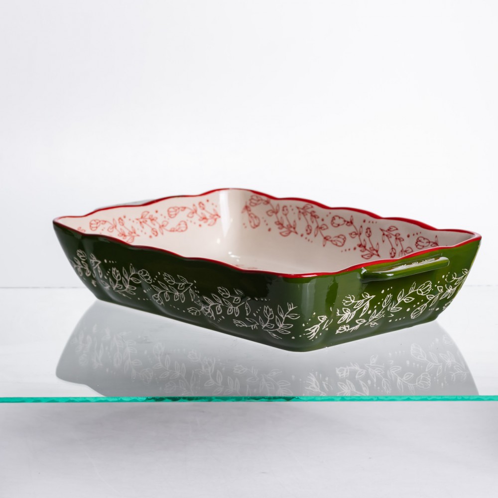 Форма для запікання Vintage 33×21×5.5 (см) прямокутна з ручками Зелена HM05-11