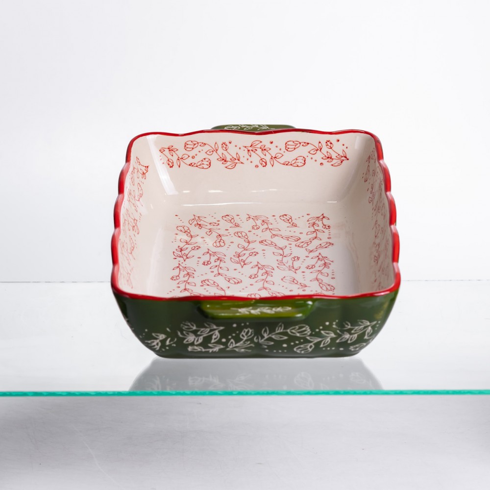 Форма для запікання Vintage 33×21×5.5 (см) прямокутна з ручками Зелена HM05-11