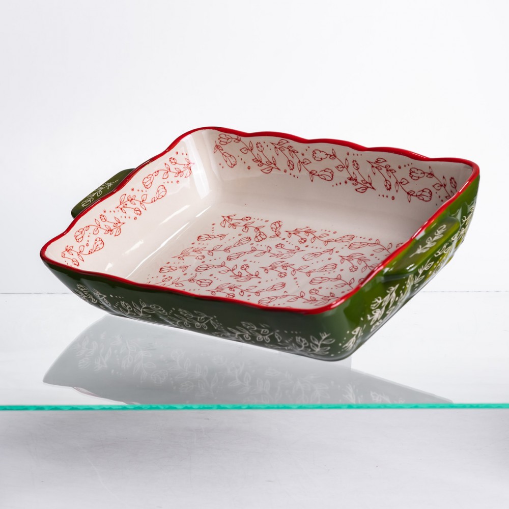 Форма для запікання Vintage 33×21×5.5 (см) прямокутна з ручками Зелена HM05-11