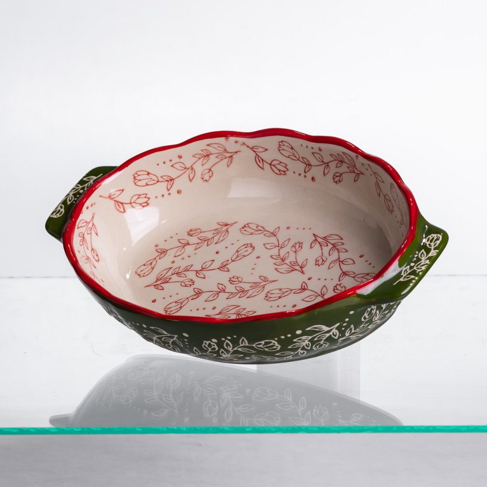 Форма для запікання Vintage 25×15×5 (см) овальна з ручками Зелена HM05-01