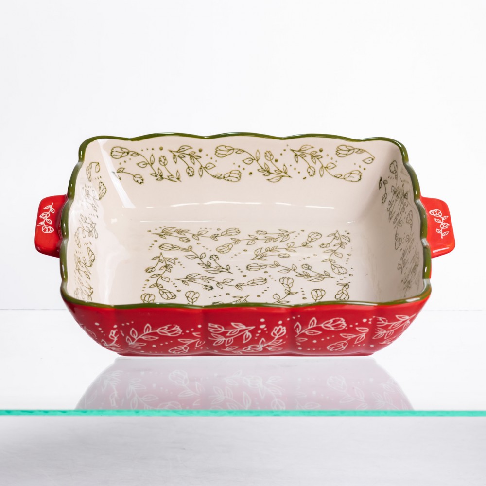 Форма для запекания Vintage 28×24×6 (см) квадратная форма для выпекания в духовке с ручками Красная HM04-15