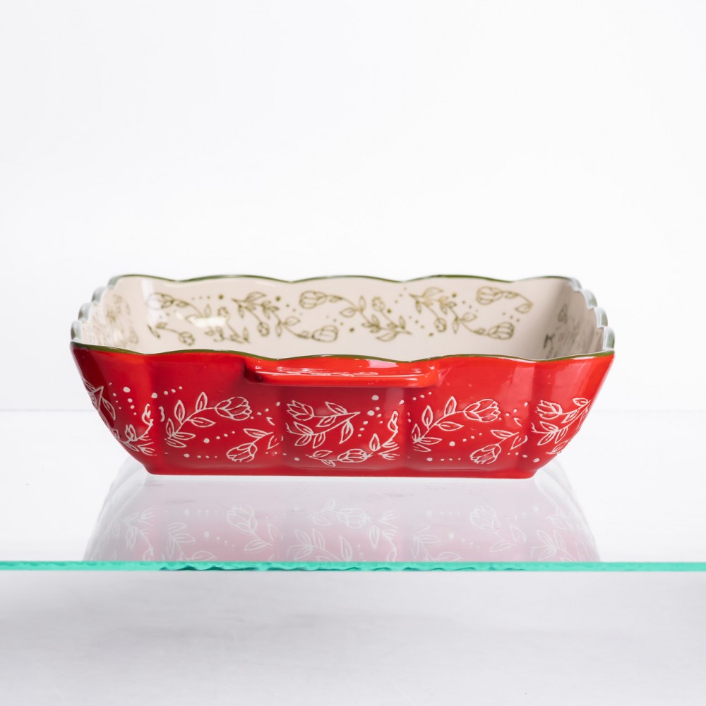 Форма для запекания Vintage 28×24×6 (см) квадратная форма для выпекания в духовке с ручками Красная HM04-15