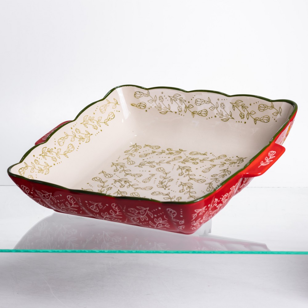 Форма для запекания Vintage 34×30×7 (см) квадратная форма для выпекания в духовке с ручками Красная HM04-16