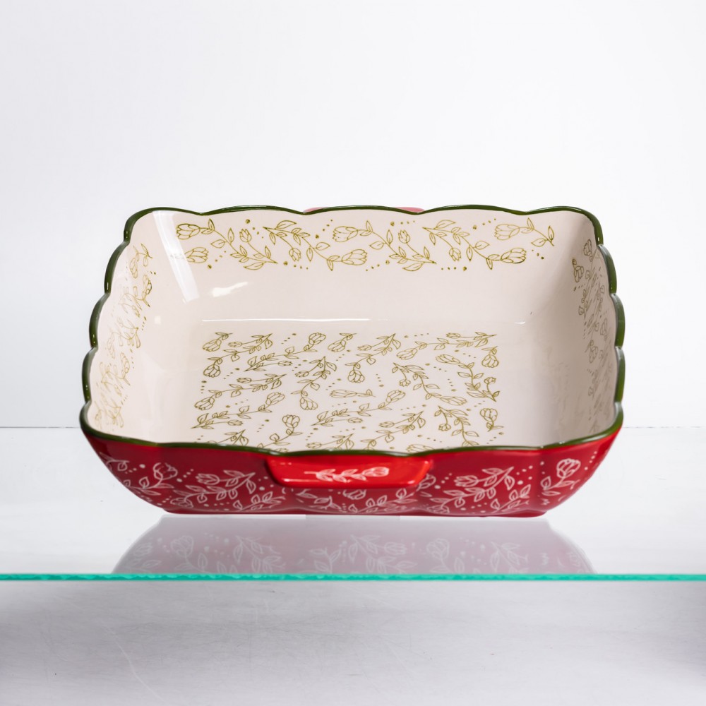Форма для запекания Vintage 34×30×7 (см) квадратная форма для выпекания в духовке с ручками Красная HM04-16