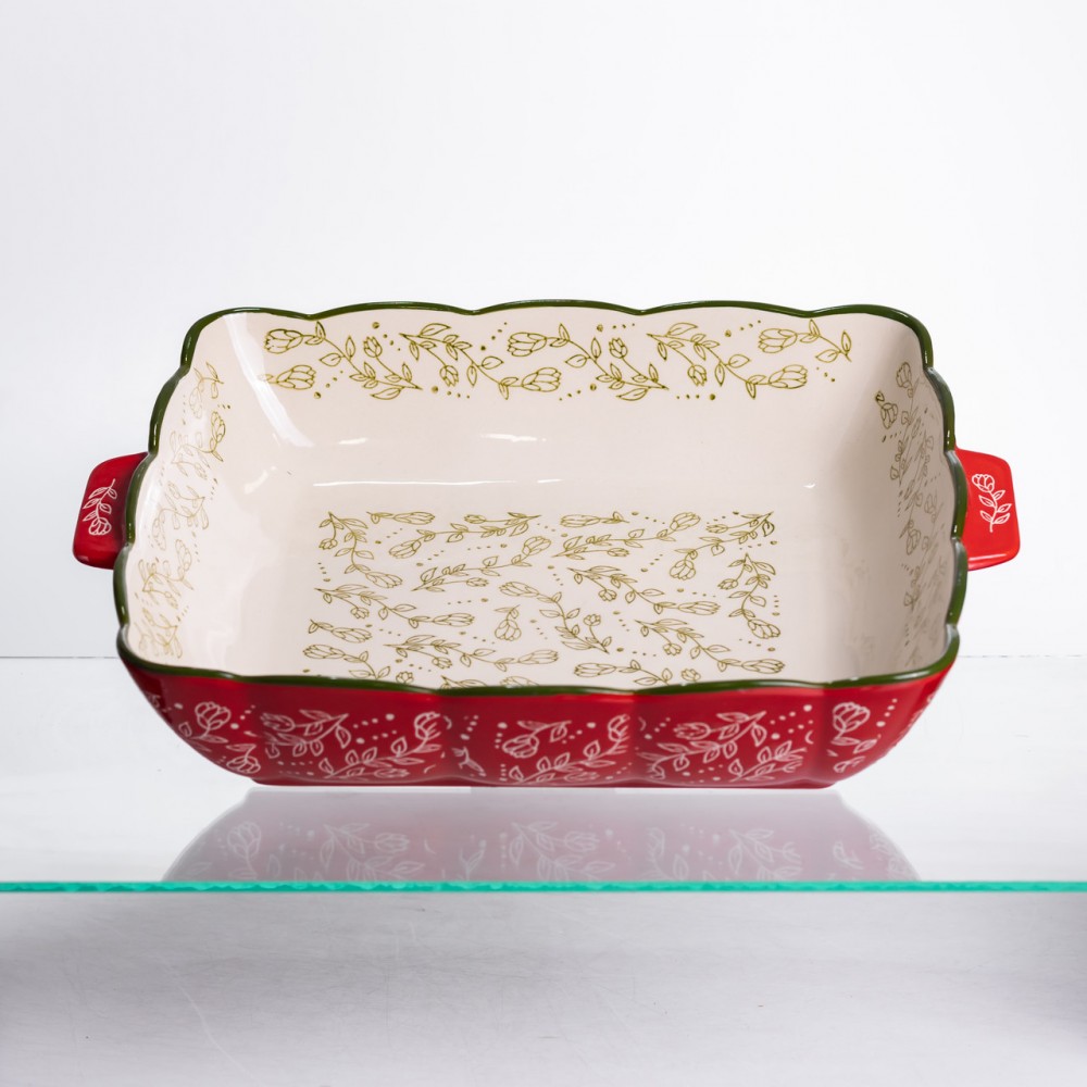 Форма для запекания Vintage 34×30×7 (см) квадратная форма для выпекания в духовке с ручками Красная HM04-16