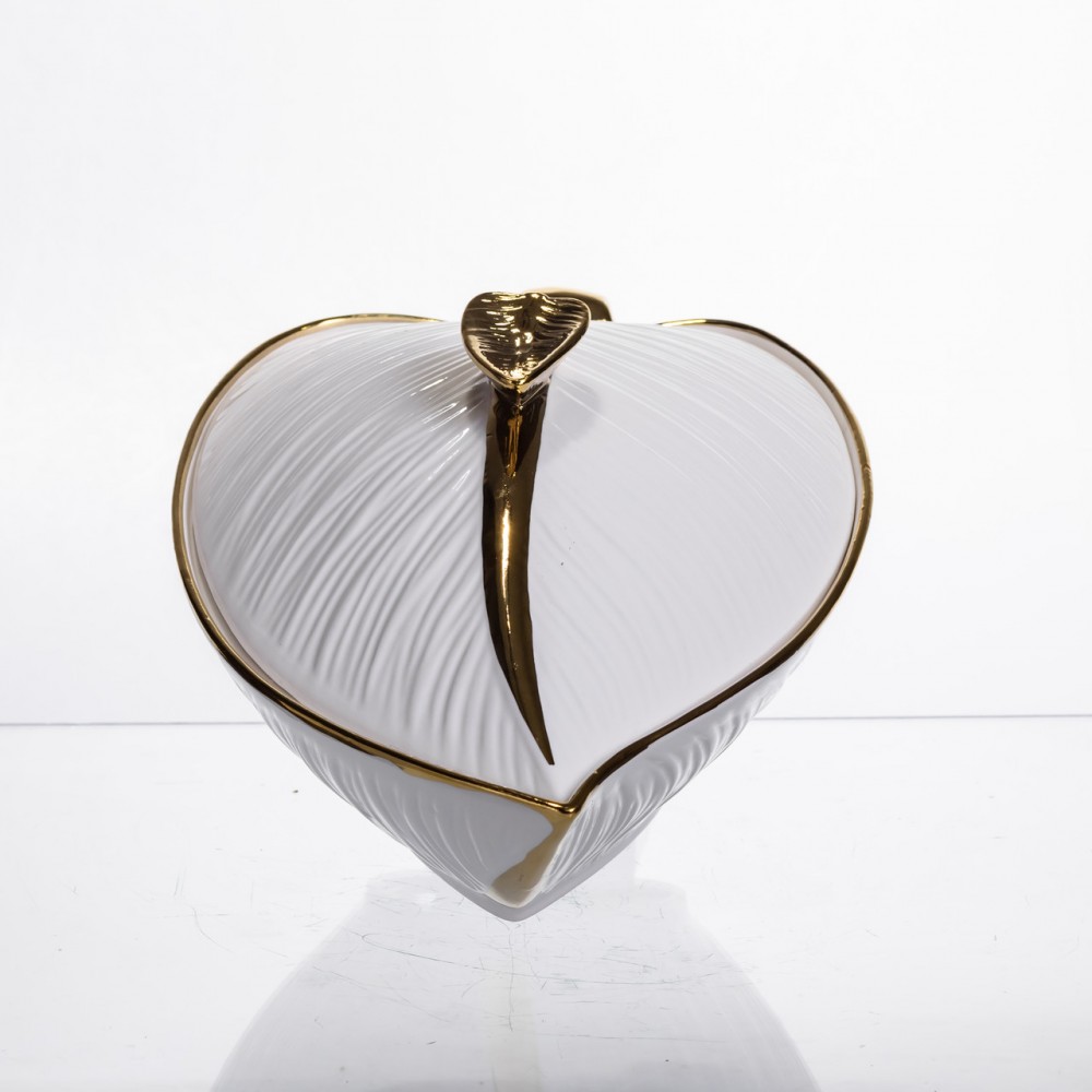 Супниця 800 (мл) каструля 26×18×14 (см) з кришкою Білий з золотом