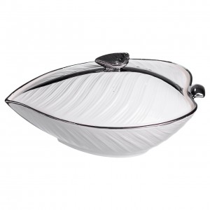 Супница 800 (мл) фарфоровая 32×21×16 (см) с крышкой Белый с серебром XL-4054AS