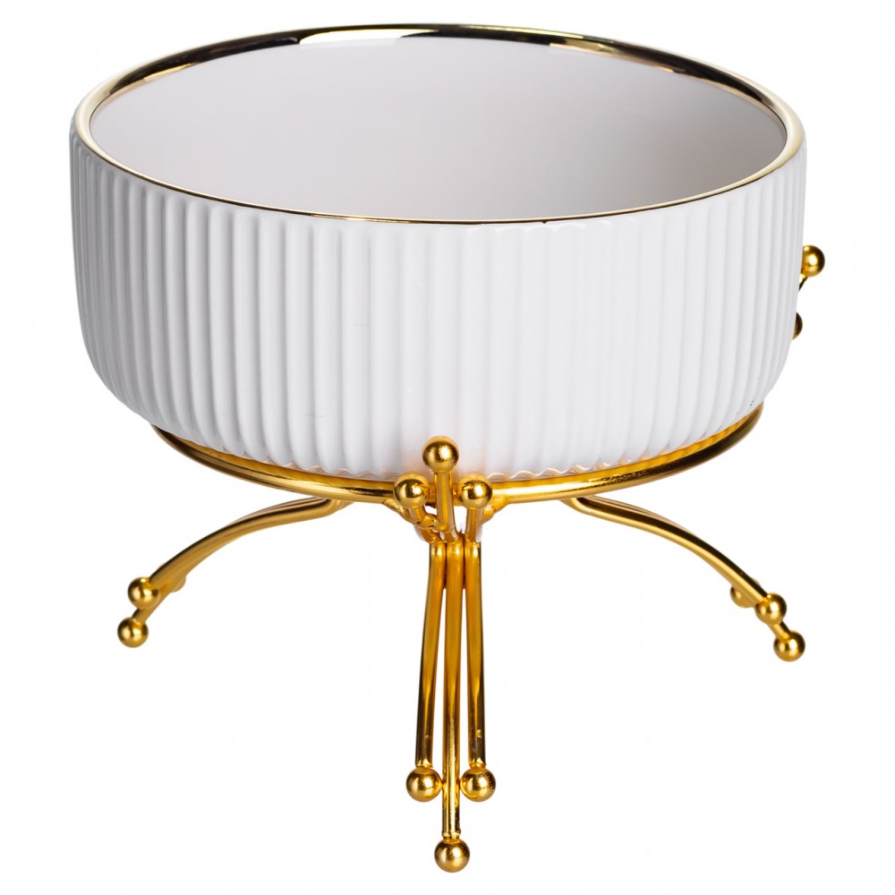 Салатник фарфоровый на металлической подставке Ø16 (см) тарелка для салата салатница Золото LB-1568G