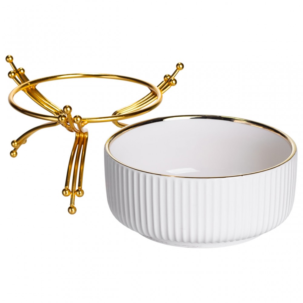 Салатник фарфоровый на металлической подставке Ø16 (см) тарелка для салата салатница Золото LB-1568G