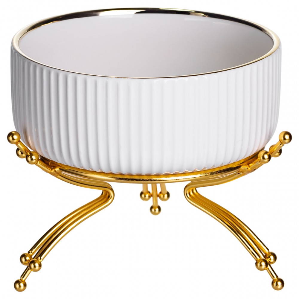 Салатник фарфоровый на металлической подставке Ø16 (см) тарелка для салата салатница Золото LB-1568G