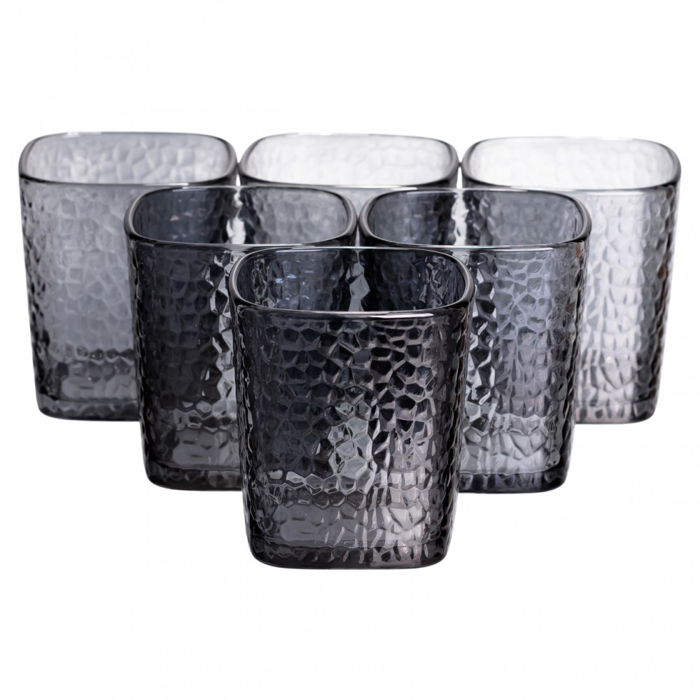 Набір скляних склянок 6 (шт) 250 (мл) для лимонадів, соку, води, коктейлів Сірий HP-19-AY-4