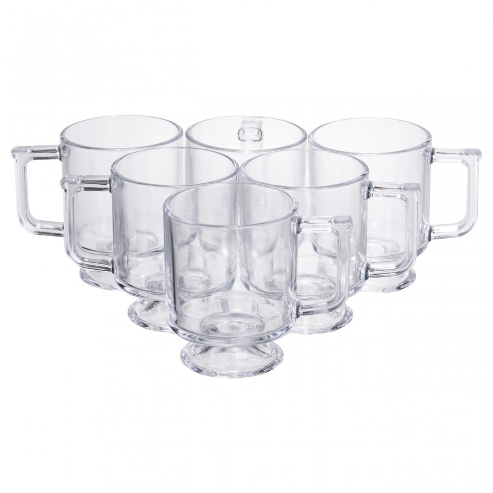 Набор чашек 6 шт для чая и кофе Goblet по 300 (мл) кружки стеклянные Прозрачный HP-19-L6