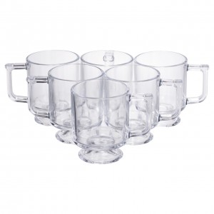 Набор чашек 6 шт для чая и кофе Goblet по 300 (мл) кружки стеклянные Прозрачный HP-19-L6