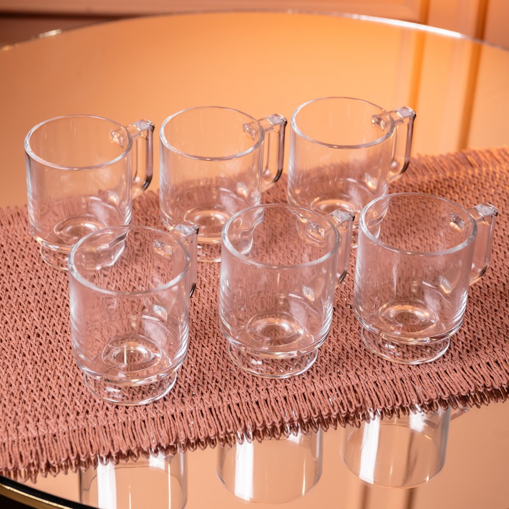 Набор чашек 6 шт для чая и кофе Goblet по 300 (мл) кружки стеклянные Прозрачный HP-19-L6