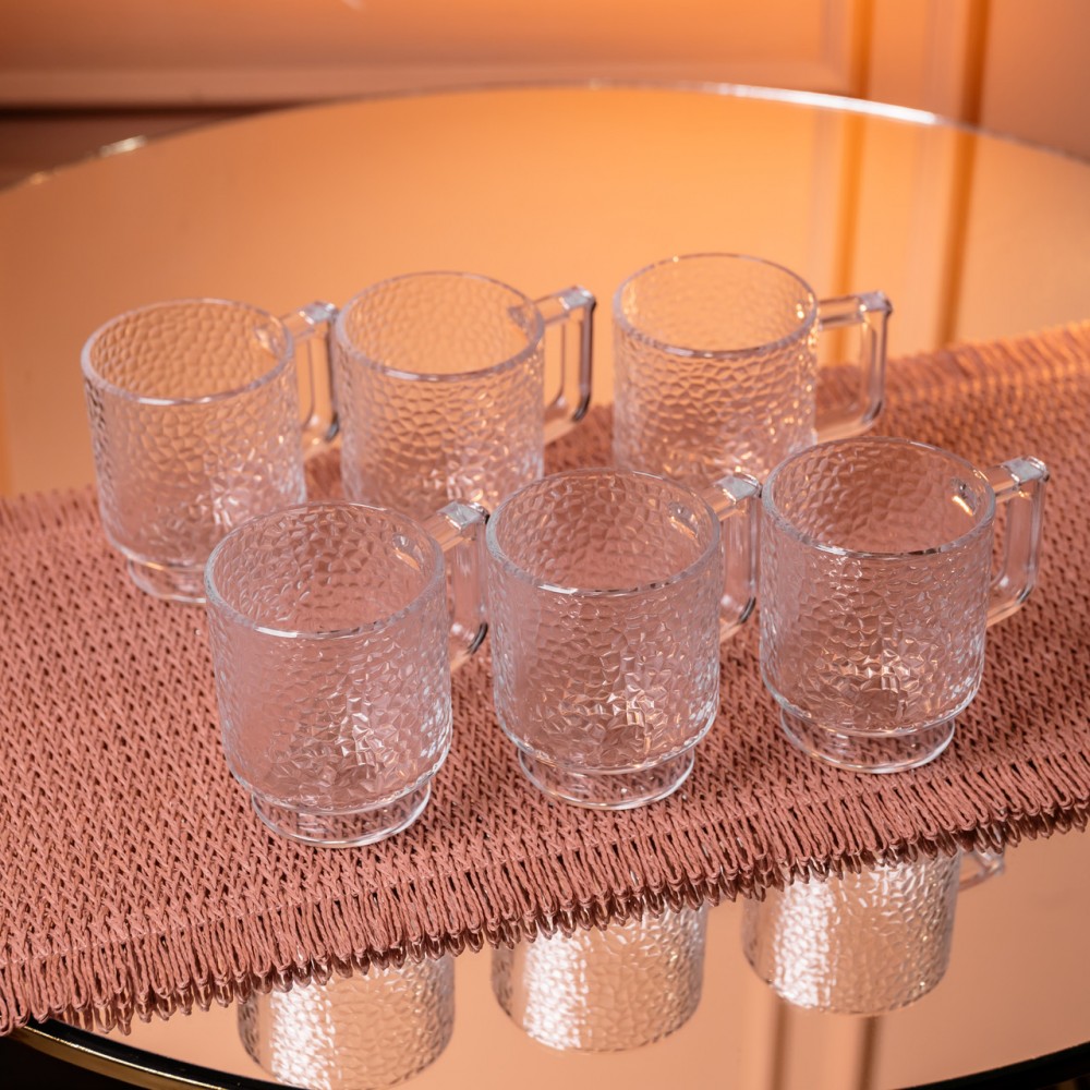 Набір чашок 6 шт для чаю та кави Goblet по 300 (мл) кружки скляні HP-19-L8