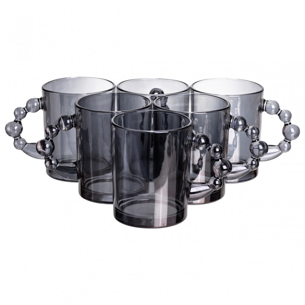 Набір чашок 6 шт для чаю та кави по 350 (мл) кружки скляні Сірий HP-19-ZD-3