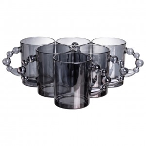Набір чашок 6 шт для чаю та кави по 350 (мл) кружки скляні Сірий HP-19-ZD-3