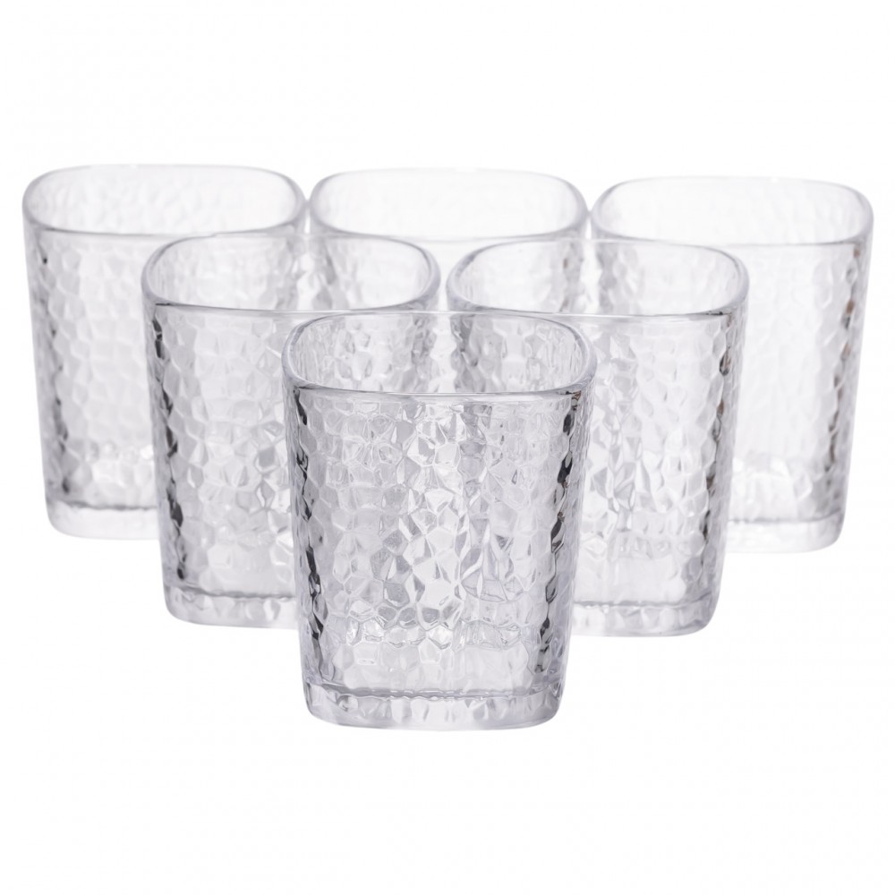 Набор стеклянных стаканов 6 (шт) 250 (мл) для лимонадов, сока, воды, коктейлей Прозрачный HP-19-AY-1
