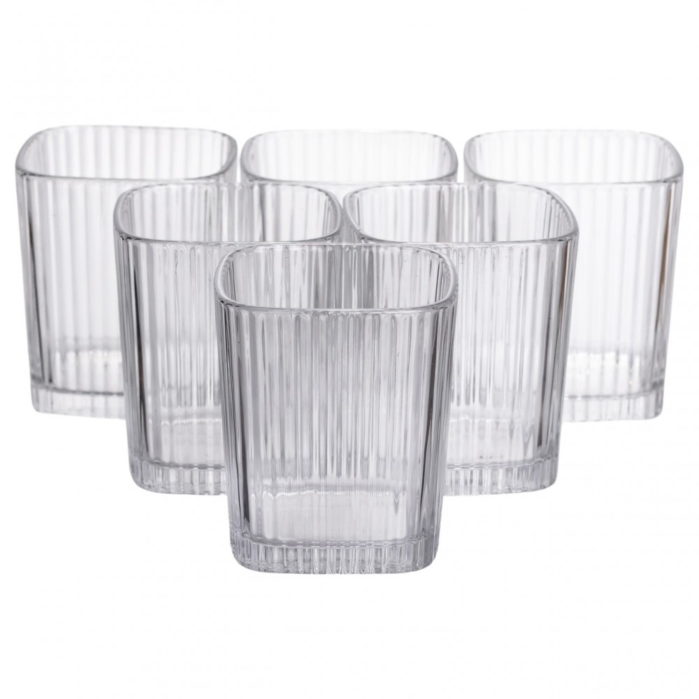 Набор стеклянных стаканов 6 (шт) 250 (мл) для лимонадов, сока, воды, коктейлей Прозрачный HP-19-AY-2