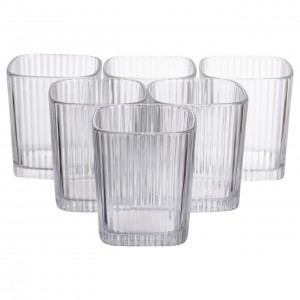 Набор стеклянных стаканов 6 (шт) 250 (мл) для лимонадов, сока, воды, коктейлей Прозрачный HP-19-AY-2