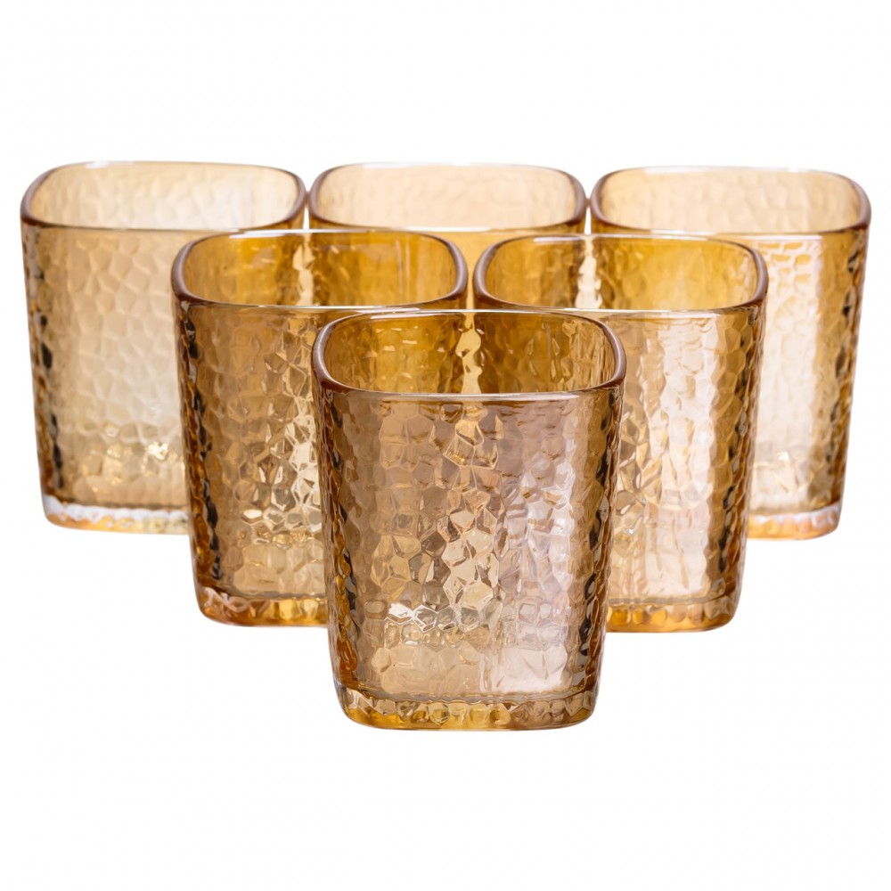 Набор стеклянных стаканов 6 (шт) 250 (мл) для лимонадов, сока, воды, коктейлей Коричневый HP-19-AY-3