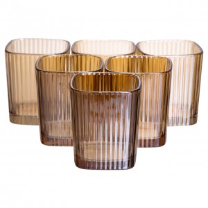 Набор стеклянных стаканов 6 (шт) 250 (мл) для лимонадов, сока, воды, коктейлей Коричневый HP-19-AY-5