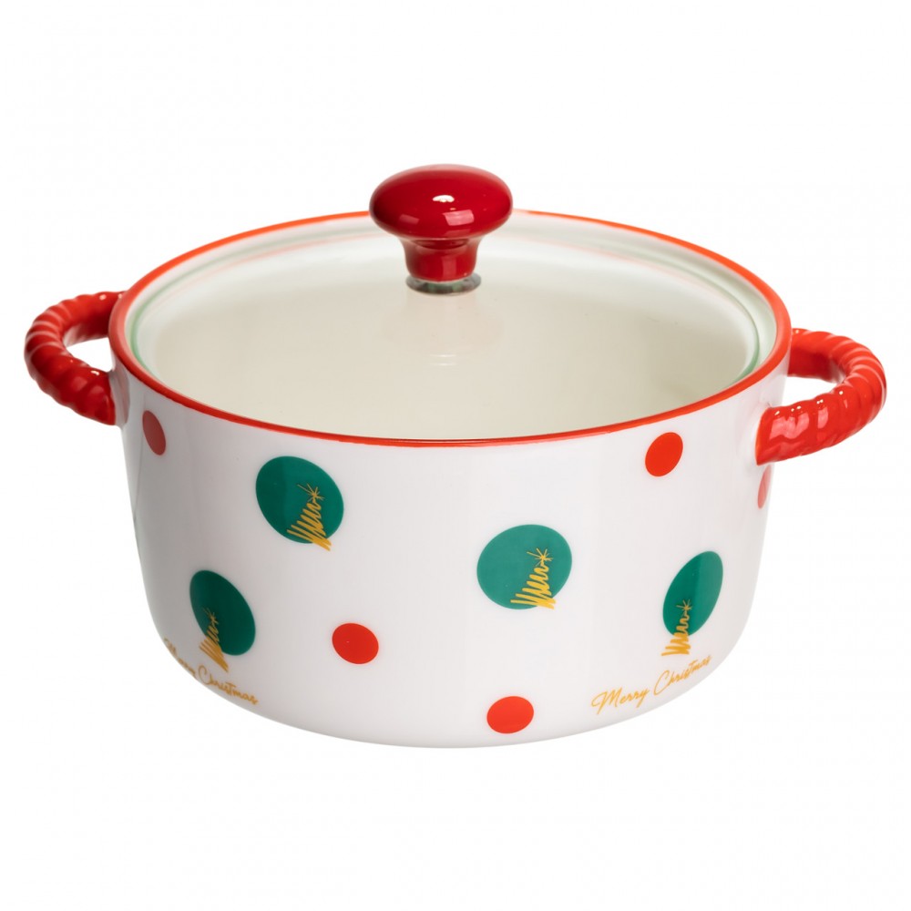 Супница фарфоровая Christmas Tree новогодняя 800 (мл) с крышкой Yiwu FM-CS-9D