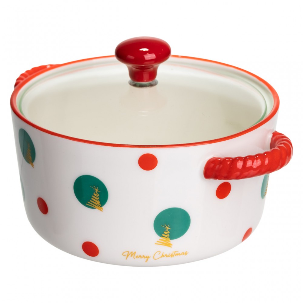 Супница фарфоровая Christmas Tree новогодняя 800 (мл) с крышкой Yiwu FM-CS-9D