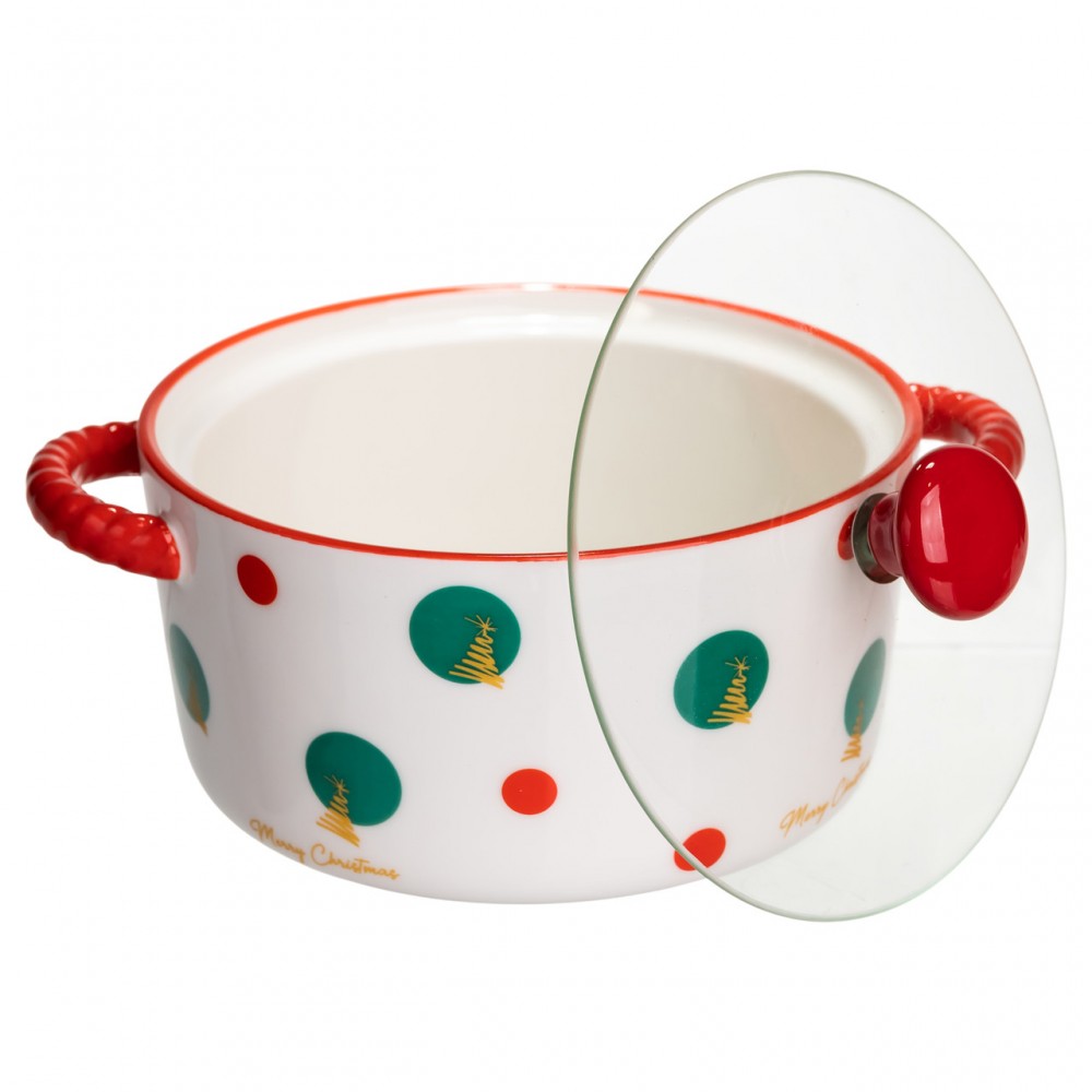 Супница фарфоровая Christmas Tree новогодняя 800 (мл) с крышкой Yiwu FM-CS-9D