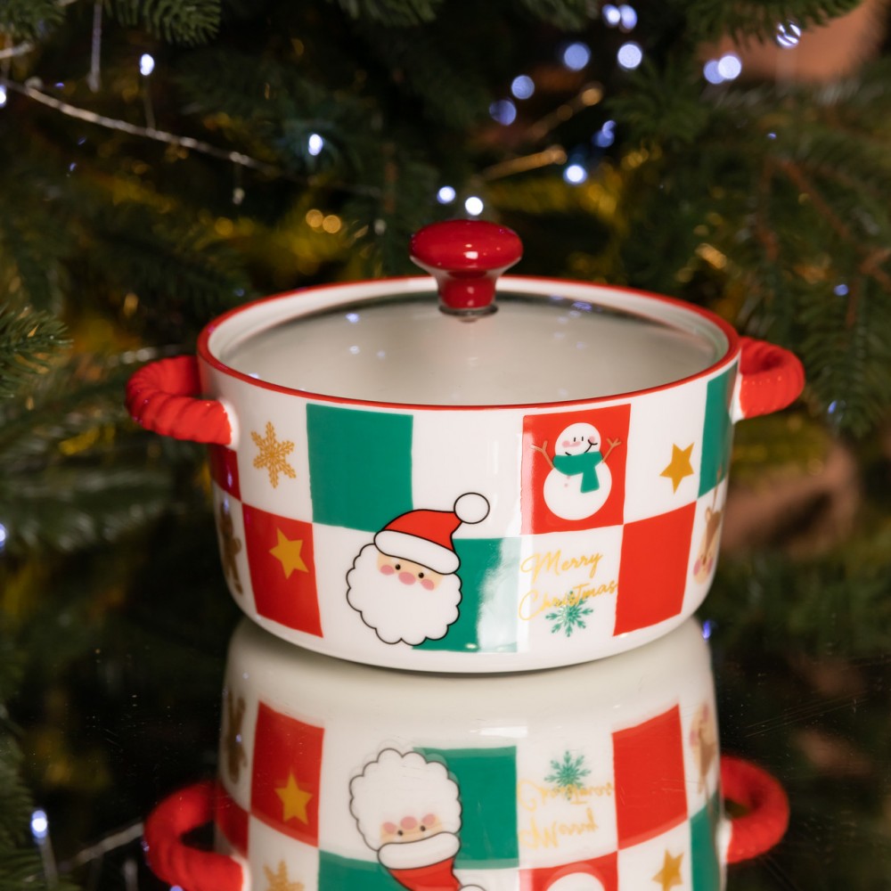 Супниця порцелянова Christmas новорічна 800 (мл) з кришкою Yiwu FM-CS-9C