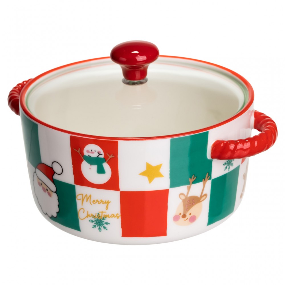 Супниця порцелянова Christmas новорічна 800 (мл) з кришкою Yiwu FM-CS-9C