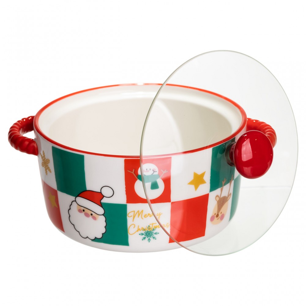Супниця порцелянова Christmas новорічна 800 (мл) з кришкою Yiwu FM-CS-9C