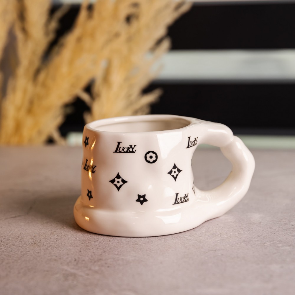 Чашка фарфоровая 500 (мл) оригинальная кружка на подарок чашка для чая и кофе Черный FM-11A