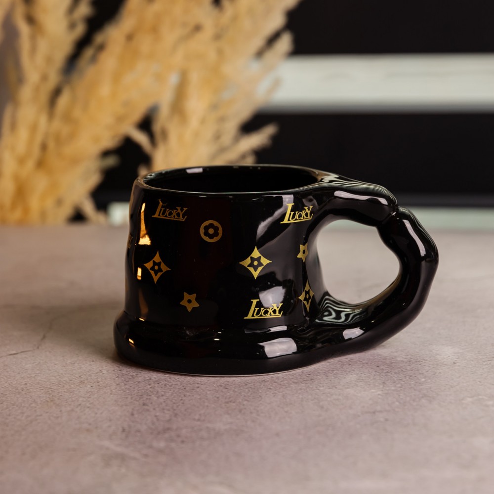 Чашка фарфоровая 500 (мл) оригинальная кружка на подарок чашка для чая и кофе Черный FM-11B