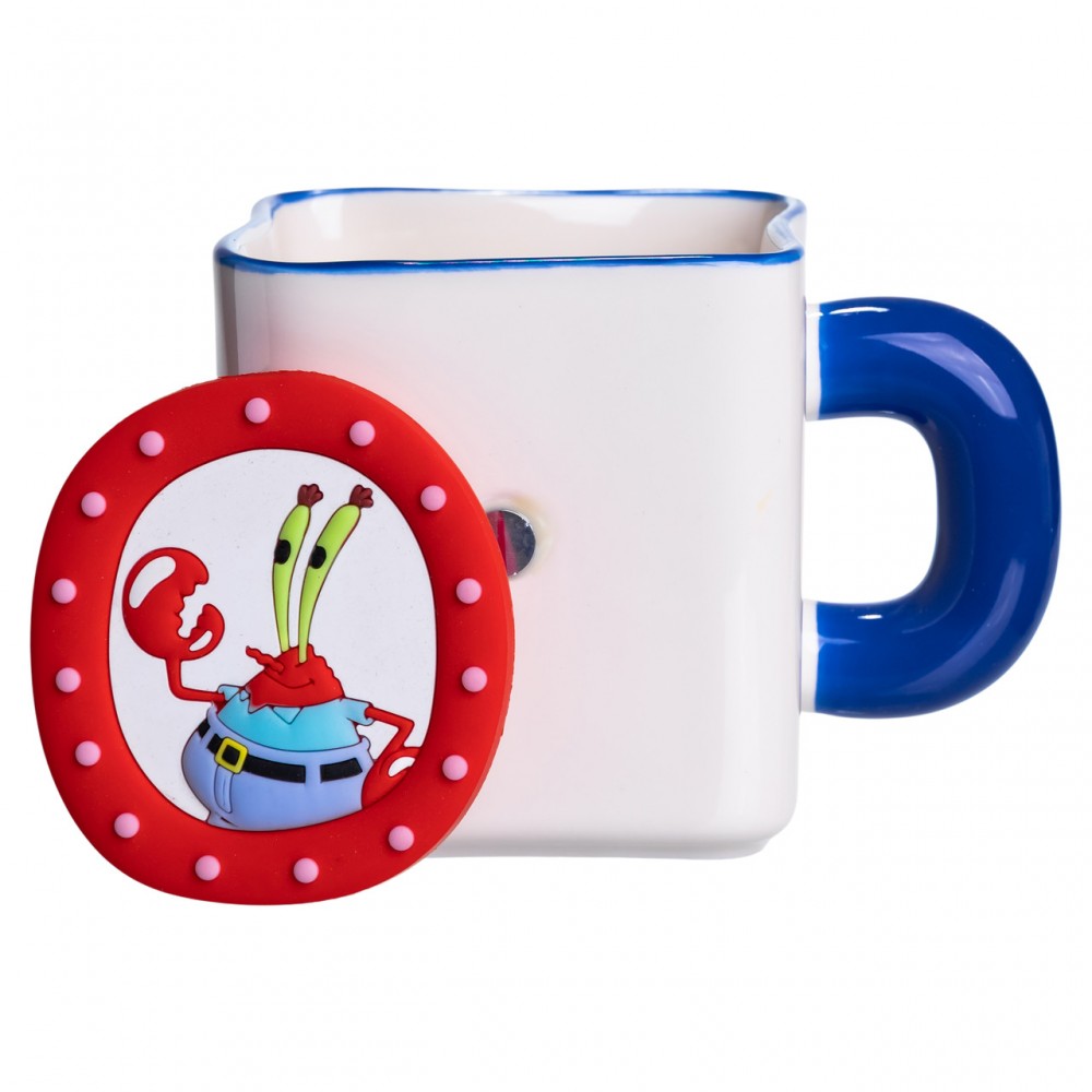 Фарфоровая чашка "Мистер Крабс" с магнитным декором 500 мл, Кружка детская чашка из фарфора на подарок FM-12BL