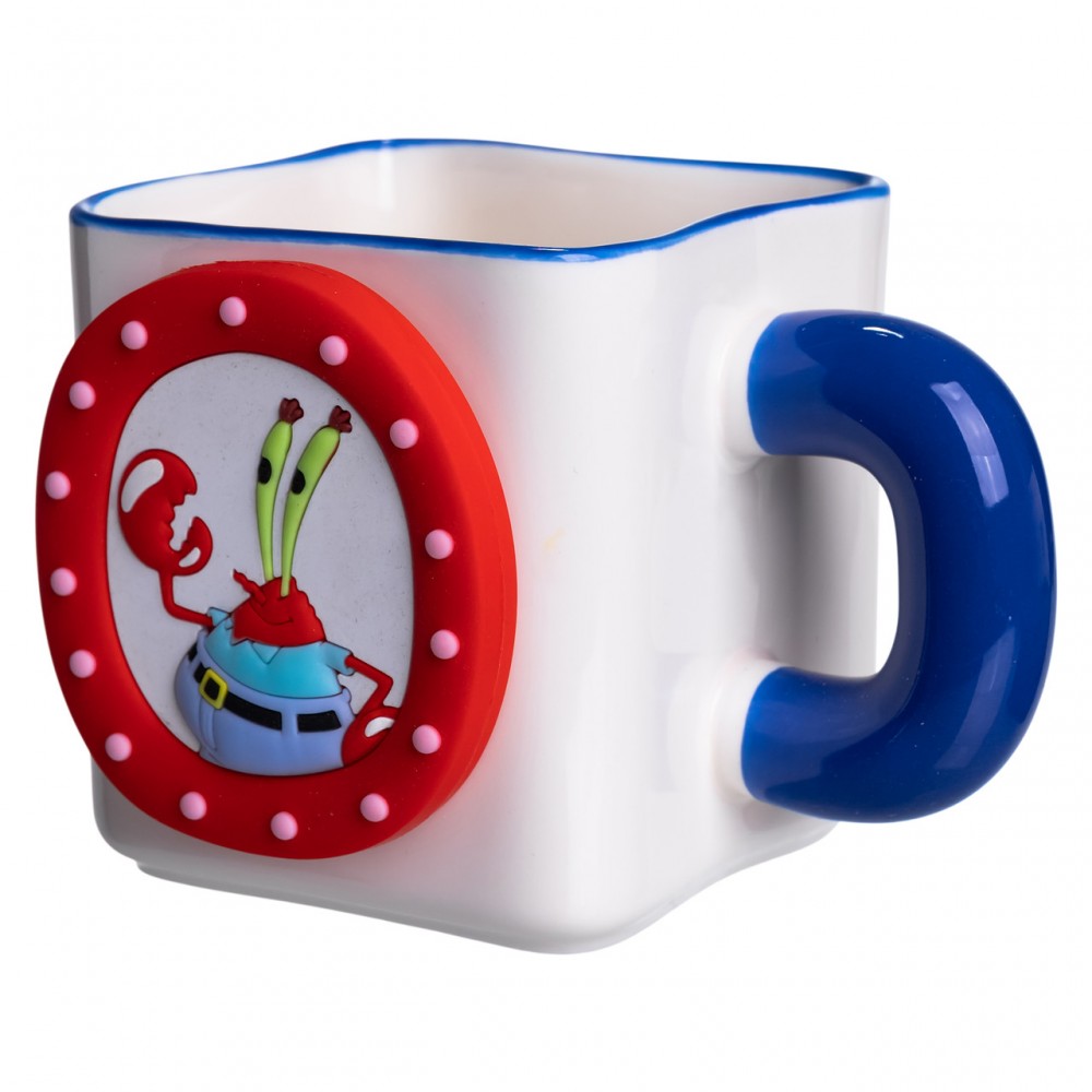 Фарфоровая чашка "Мистер Крабс" с магнитным декором 500 мл, Кружка детская чашка из фарфора на подарок FM-12BL